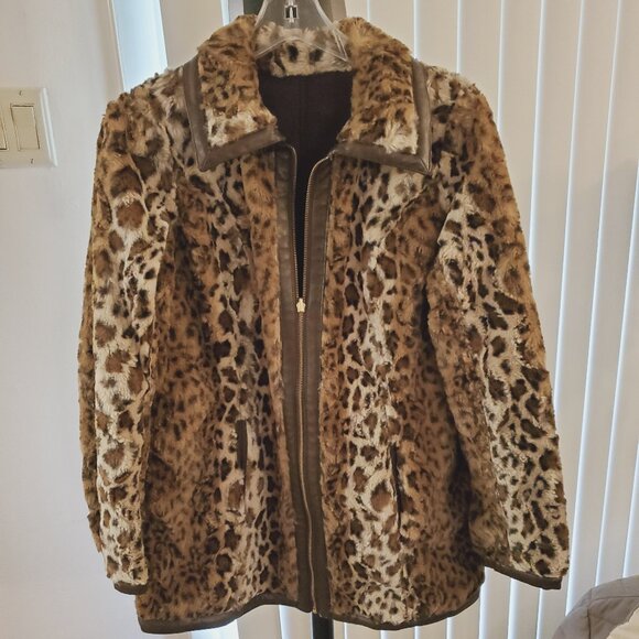 Dennis Basso Reversible Faux Fur/ Faux Suede Coat - Picture 2 of 9